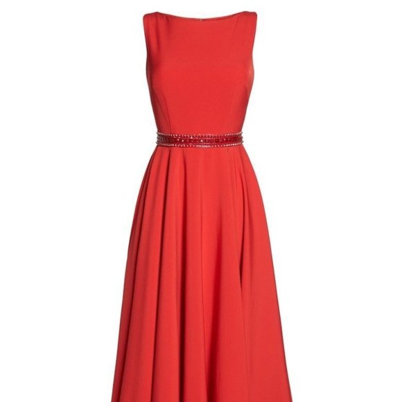 MAC DUGGAL BEADEd WAIST RED BALL-GOWN sz 12 - Picture 8 of 9